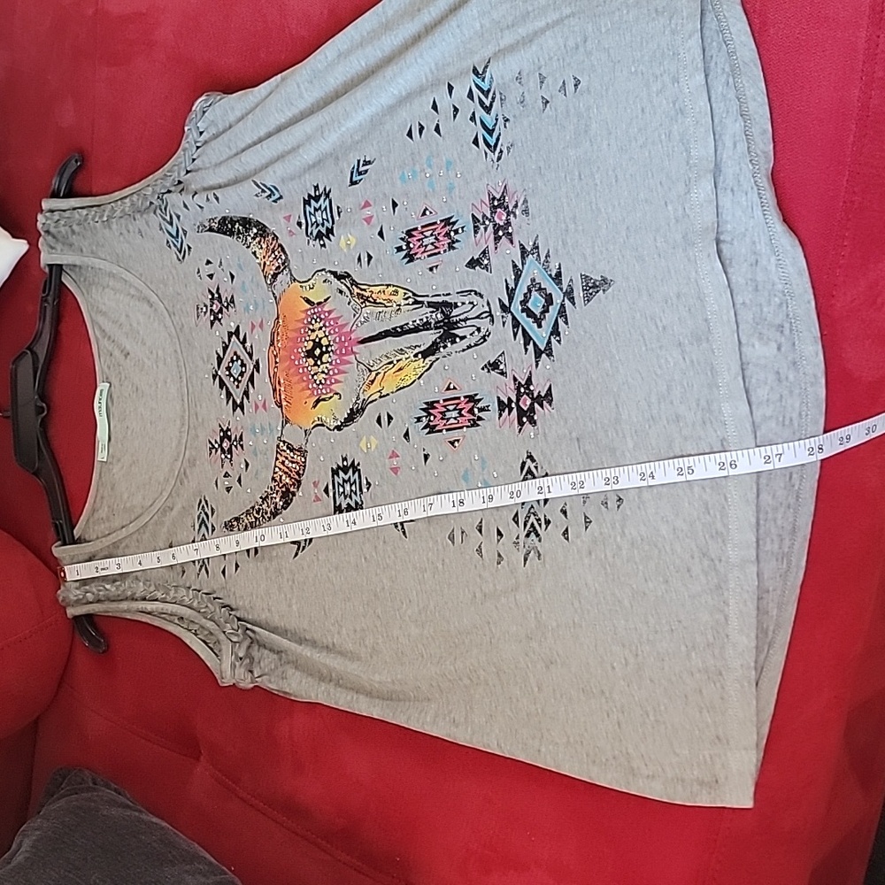 Maurice's Western Sleeveless top w/ silver mini studs multi colored size L NWOT - Picture 10 of 10